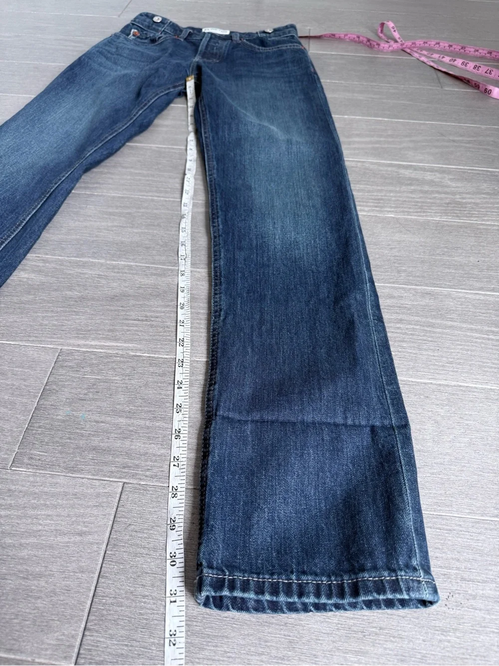 We The Free People Slim Shade Selvedge Straight Cuffed Jeans Deep Indigo 24